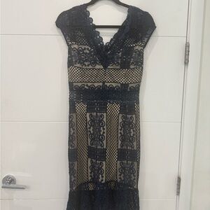 Chic Navy Lace Midi Dress